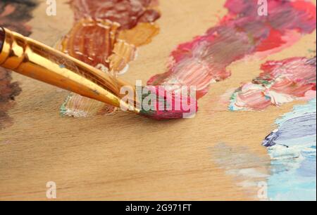 Abstract gouache paint and brushes, isolated on white Stock Photo - Alamy