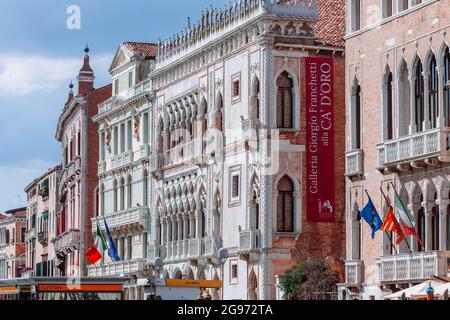 Aerial panoramic view of red roofs of Venice, sights of the old city of Venice, long banner Stock Photo