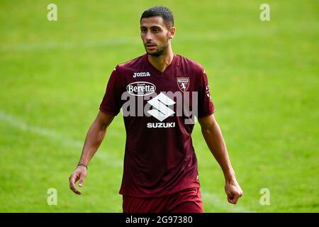 Santa Cristina Gherdeina, Italy. 24 July 2021. Lyanco Vojnovic of Torino FC  in action during the pre-season friendly football match between Torino FC  and SSV Brixen. Torino FC won 5-1 over SSV