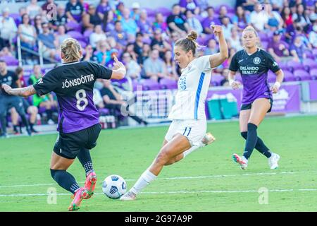 Orlando, Florida, USA, July 24, 2021, OL Reign forward SOFIA HUERTA #11 attempt to score at Exploria Stadium.  (Photo Credit:  Marty Jean-Louis) Stock Photo