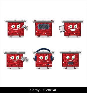 Chimney cartoon character are playing games with various cute emoticons. Vector illustration Stock Vector