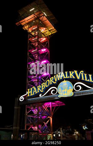 Zipline Tower at HarborWalk Village, Destin, Florida, USA Stock Photo