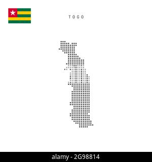 Square dots pattern map of Togo. Togolese Republic dotted pixel map with national flag isolated on white background. Vector illustration. Stock Vector
