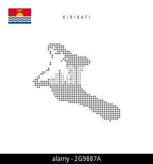 Square dots pattern map of Kiribati. Republic of Kiribati dotted pixel map with national flag isolated on white background. Vector illustration. Stock Vector