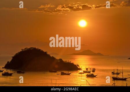 Peaceful Sunset in Labuan Bajo Indonesia Stock Photo