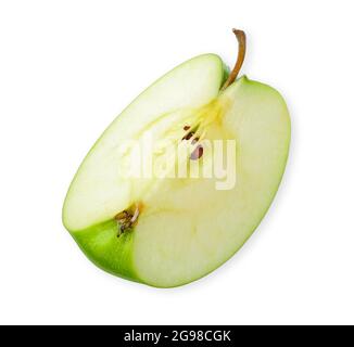 Sliced Green apple isolated on white background. apple clipping path Stock Photo