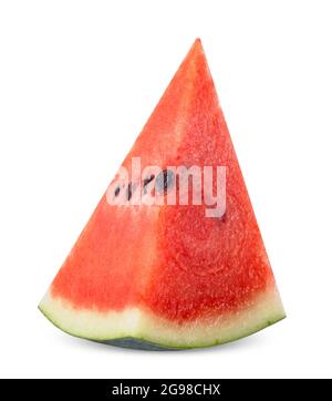 Slice triangle shape of watermelom isolated on white background. Watermelon clipping path Stock Photo