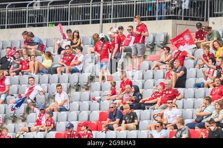 Fans in the match FC BAYERN MUENCHEN - AJAX AMSTERDAM 2-2 at the Audi Football Summit on July 24, 2021 in Munich, Germany  Season 2021/2022, matchday X, 1.Bundesliga, FCB, München, X.Spieltag. © Peter Schatz / Alamy Live News Stock Photo