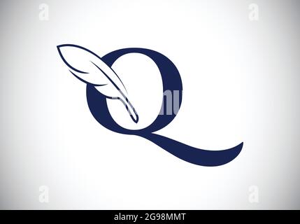 Initial B monogram alphabet with a feather. Font emblem. Law firm icon sign symbol. Modern vector Logo for a writer or publishers business and company Stock Vector