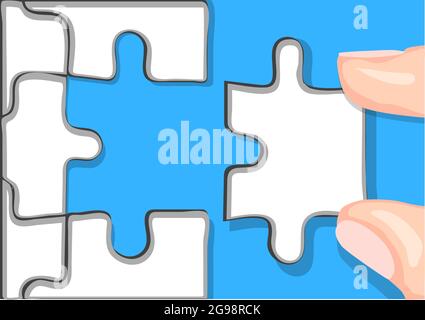 puzzle and hand. puzzle abstract illustration Stock Vector