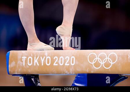 Tokyo, Japan. 25th July, 2021. Gymnast on beamTOKYO, JAPAN - JULY 25: Gymnast competing on beam during the Tokyo 2020 Olympic Games at the Ariake Gymnastics Centre on July 25, 2021 in Tokyo, Japan (Photo by Iris van den Broek/Orange Pictures) Credit: Orange Pics BV/Alamy Live News Stock Photo