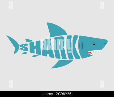 Shark lettering sign. text fish symbol. vector illustration Stock Vector
