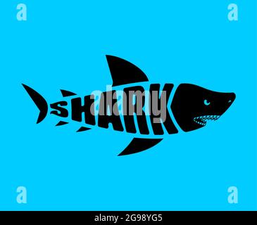 Shark lettering sign. text fish symbol. vector illustration Stock Vector