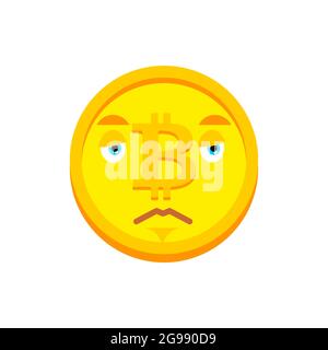 Cute golden coin character with emotions of hero, brave face, arms and ...