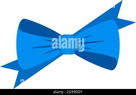 Decorative festive blue bow. Icon for greeting cards. Stock Vector