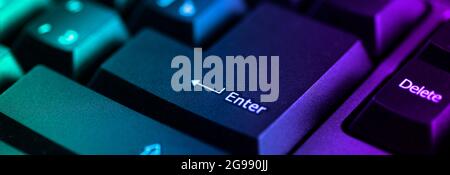 keyaboard close up focus in enter key with perspective. Stock Photo