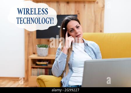 Sign displaying Wireless Technology. Business concept a technology that allows wireless communication Abstract Giving Business Advice Online Stock Photo