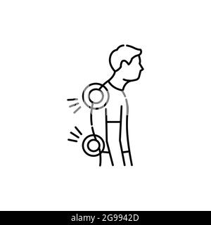 Back and posture problems. olor line icon. Computer-induced medical problem. Pictogram for web page, mobile app, promo. UI UX GUI design element. Edit Stock Vector