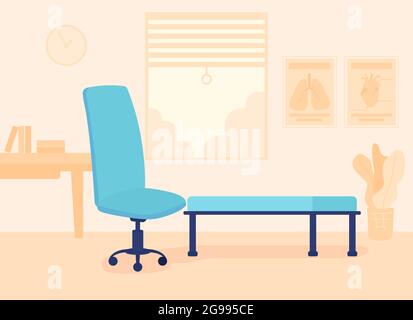 Furnished psychotherapy room flat color vector illustration Stock Vector