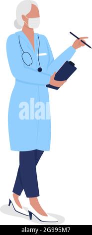 Aging doctor semi flat color vector character Stock Vector