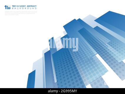 Abstract blue geometric lines overlapping layer movement on dark ...