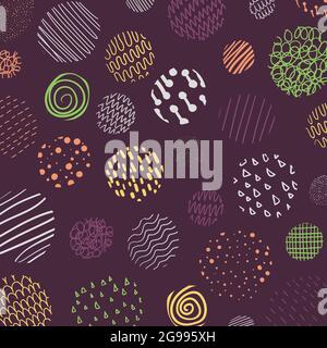Abstract cover of circles pattern design of colorful doodle wavy style pattern. Stock Vector