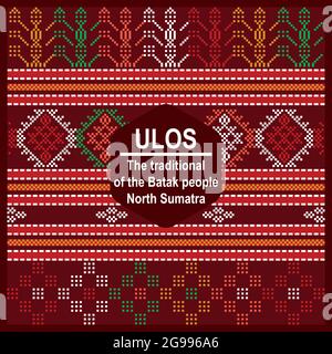 Batik Ulos Traditional Batak North Sumatra Vector. Batik Ulos is the traditional cloth of the Batak people of North Sumatra - Indonesia Stock Vector