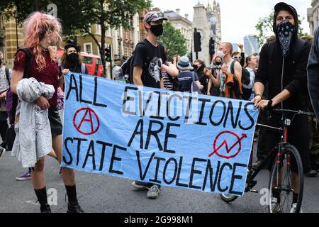 Squatters & Travellers Protest Against Evictions Under The New Policing Bill Stock Photo