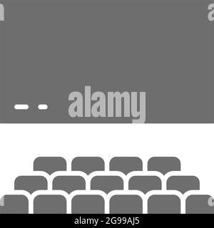 Vector assembly hall, cinema hall grey icon. Stock Vector