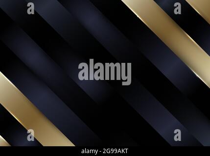 Abstract black and gold diagonal stripes background and texture luxury style. Vector illustration Stock Vector