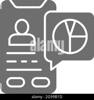 Vector database, presentation on smartphone grey icon. Stock Vector