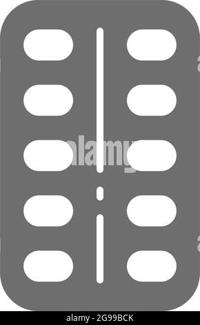 Probiotics, good bacteria in tablets grey icon. Stock Vector