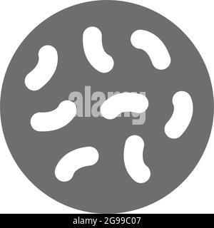 Probiotics, lactobacilli, bifidobacteria grey icon. Isolated on white background Stock Vector