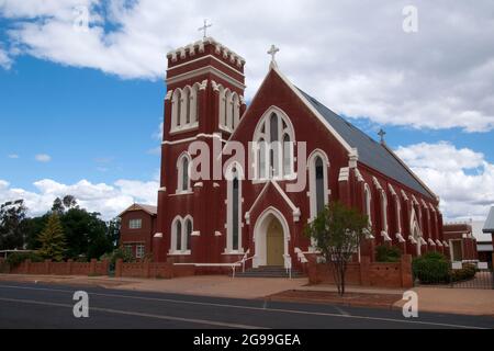 Cobar Australia, view of facade of St Laurence O'Toole Catholic Church Stock Photo