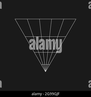 Retrofuturistic triangle grid. Digital cyber retro design element. Triangle grid in cyberpunk 80s style. Geometry for poster, cover, merch in Stock Vector