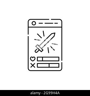 Card game olor line icon. Computer games genres. Pictogram for web page, mobile app, promo. UI UX GUI design element. Editable stroke. Stock Vector