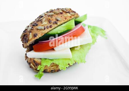 Homemade and delicious looking cheese sandwich, worthy of a full mouth, homemade cheese sandwich Stock Photo