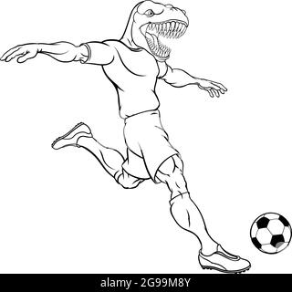 Dinosaur Soccer Football Player Sports Mascot Stock Vector