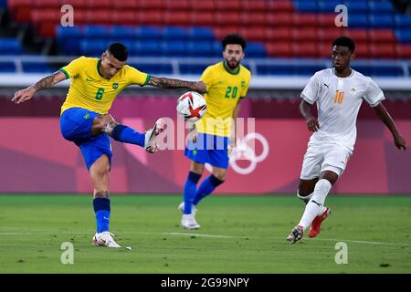 Tokyo, Japan. 31st July, 2021. T'QUIO, TO - 31.07.2021: TOKYO 2020 OLYMPIAD  TOKYO - Guilherme Arana do Brasil during the soccer game between Brazil and  Egypt at the Tokyo 2020 Olympic Games