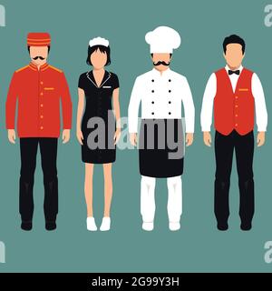 vector icon hotel service profession, cartoon worker uniform, room service Stock Vector