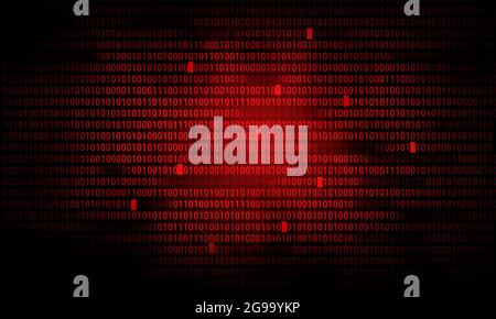 The texture of red binary codes in the dark background Stock Photo
