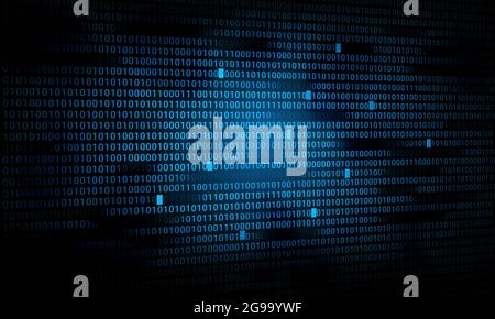 The texture of bl binary codes in the dark background Stock Photo