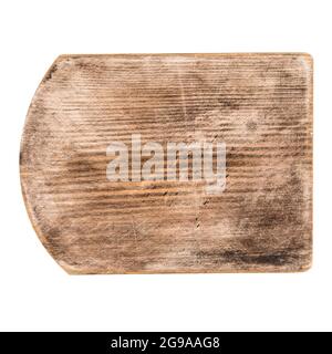 Isolated old wooden cutting board Stock Photo