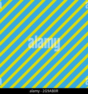 A seamless pattern of yellow diagonal stripes in the light blue background Stock Photo