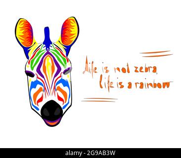 Zebra rainbow head vector in beautiful style Stock Vector