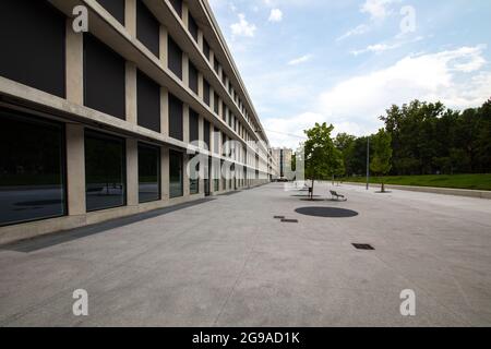 a wonderful view of the Microsoft Headquarters building, from the Boris Pasternak walk, Milan, Italy Stock Photo