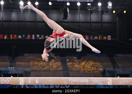 Belgian Artistic gymnast Nina Derwael pictured in action during the ...