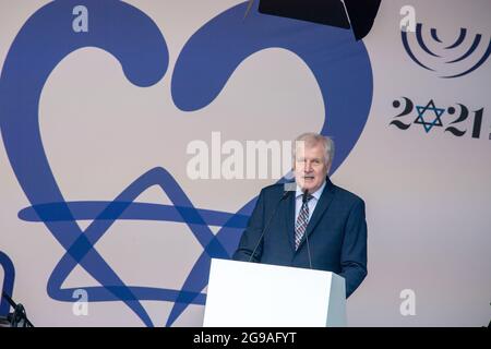 Munich, Germany. 25th July, 2021. Horst Seehofer (CSU), Federal Minister of the Interior, gives a speech at the opening event of the festival year '1700 years of Jewish life in Germany'. Credit: Peter Kneffel/dpa/Alamy Live News Stock Photo