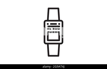 Smart watch simple black line web icon vector illustration. Stock Vector