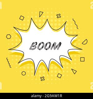 Boom, speech bubble. Banner, speech bubble, poster and sticker concept, memphis geometric style with text Boom. Stock Vector